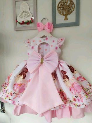 Imagem de Vestido Infantil Luxo Bailarina Rosa Floral