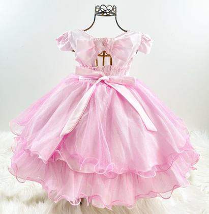 Imagem de Vestido Infantil Luxo de Festa Aniversário Princesa com Pérolas Lilás e Rosa