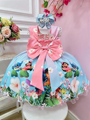 Imagem de Vestido Infantil Luxo Lilo Festa Rosa - Stitch