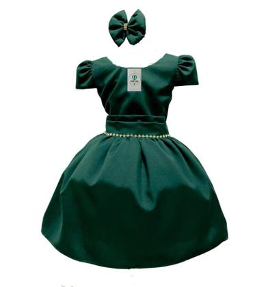 Imagem de Vestido Infantil Luxo Maysa Verde Escuro - Tamanhos 4 a 10 Anos