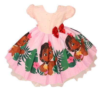 Imagem de Vestido Infantil Luxo Meninas Moana Baby Festa Com Tiara