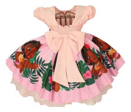 Imagem de Vestido Infantil Luxo Meninas Moana Baby Festa Com Tiara