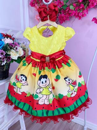 Imagem de Vestido Infantil Maga Melancias Amarelo C/ Renda Strass