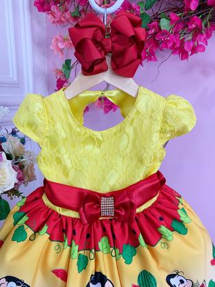 Imagem de Vestido Infantil Maga Melancias Amarelo C/ Renda Strass