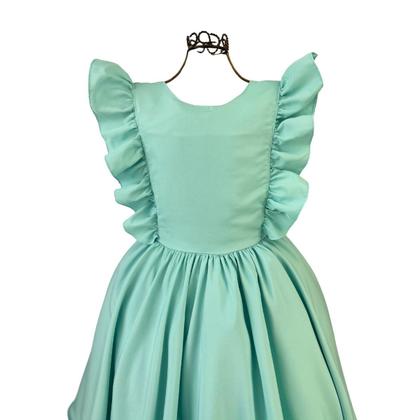 Imagem de Vestido Infantil Manga Borboleta Com Babado Verde Rodado Luxo