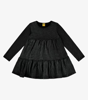 Imagem de Vestido Infantil Manga Longa Canelado Rovi Kids Preto