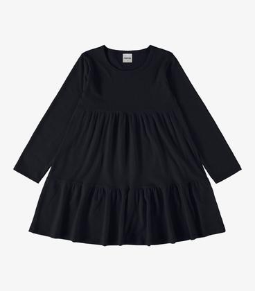 Imagem de Vestido Infantil Manga Longa Canelado Rovi Kids Preto