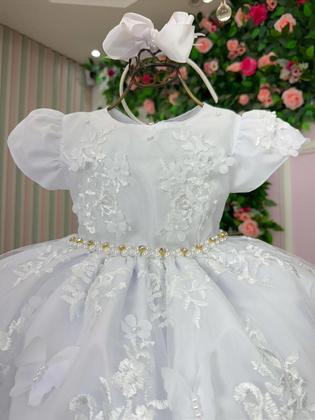 Imagem de Vestido infantil Marie Jardim Encantado Realeza Branco luxo