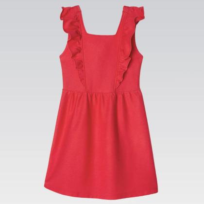Imagem de Vestido Infantil Meia Malha Babados Vermelho - Hering
