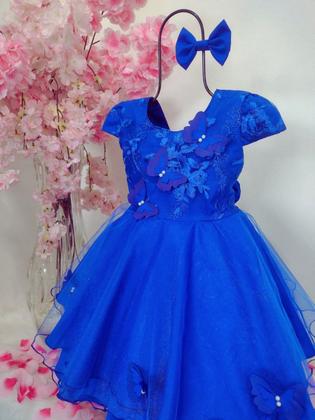 Imagem de Vestido Infantil Menina Borboletas Pérola Bordado Festa