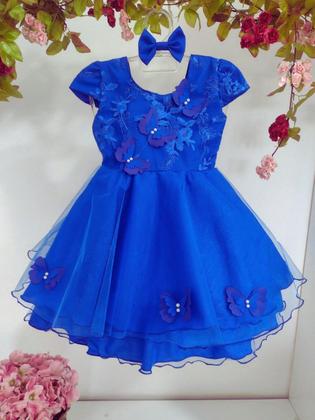 Imagem de Vestido Infantil Menina Borboletas Pérola Bordado Festa