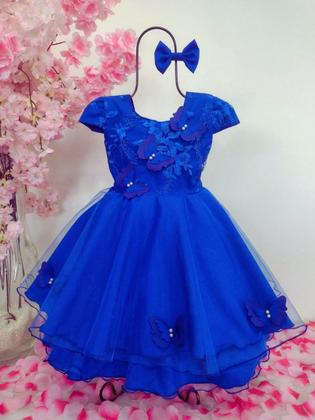 Imagem de Vestido Infantil Menina Borboletas Pérola Bordado Festa