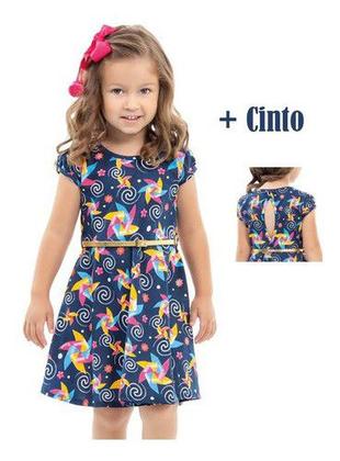 Imagem de Vestido Infantil Menina Catavento Saia Festa Ano Novo +cinto