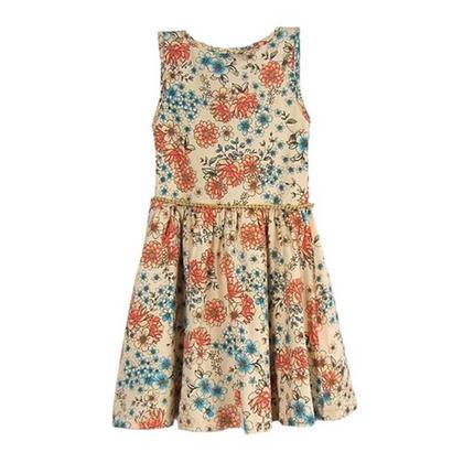 Imagem de Vestido infantil menina florido com cinto em cordão lurex