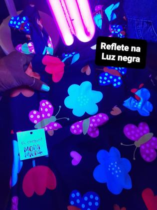 Imagem de Vestido infantil menina Preto Jardim encantado roupa juvenil neon