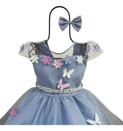 Imagem de Vestido Infantil Menina Princesa Jardim Flores E Borboletas