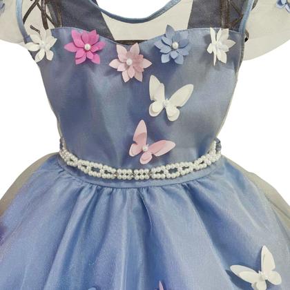 Imagem de Vestido Infantil Menina Princesa Jardim Flores E Borboletas