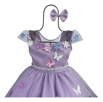 Imagem de Vestido Infantil Menina Princesa Jardim Flores E Borboletas