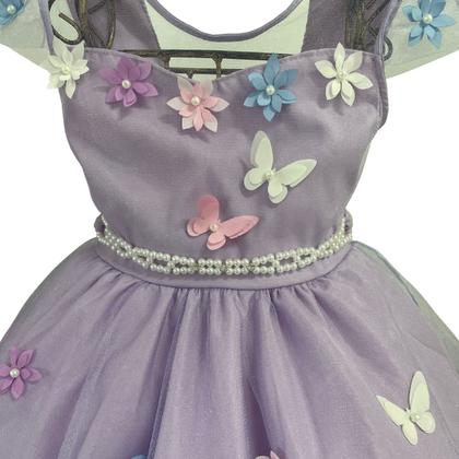Imagem de Vestido Infantil Menina Princesa Jardim Flores E Borboletas