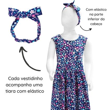 Imagem de Vestido Infantil Menina Soltinho Passeio Verao Festa Praia Estampado Fresquinho Tiara Juvenil 4 a 12