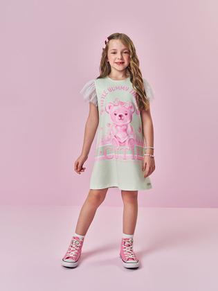 Imagem de Vestido Infantil Menina Ursinha Rosa Mundo Cinti