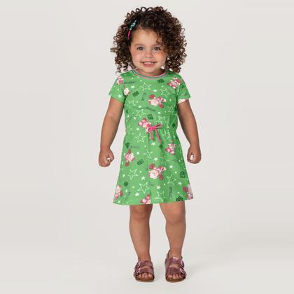 Imagem de Vestido Infantil Menina Ursinhos Verde Brandili