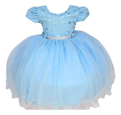 Imagem de Vestido Infantil Meninas Luxo Elegante Liso Formal Com Tiara