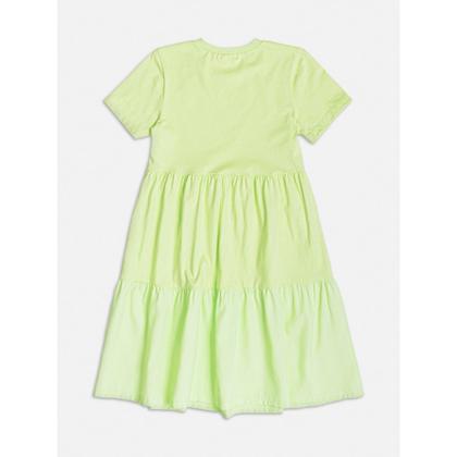 Imagem de Vestido Infantil Midi Verde Lima c/Bolso e Strass Momi