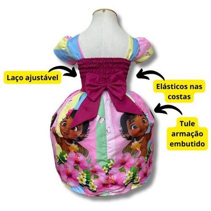 Imagem de Vestido Infantil Moana Baby Super Luxo Aniversário C/ Tiara
