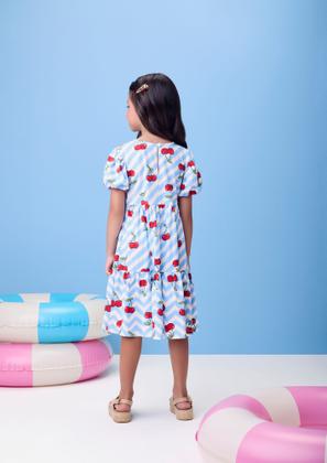 Imagem de Vestido Infantil Momi Verão Azul Listrado Cerejinha