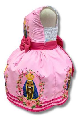 Imagem de Vestido Infantil Nossa Senhora Rosa Luxo Batizado Aniversári