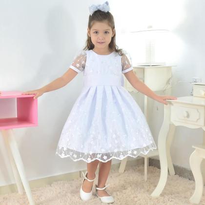 Imagem de Vestido Infantil para Batizado Branco Com Tule Francês