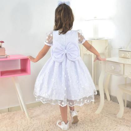 Imagem de Vestido Infantil para Batizado Branco Com Tule Francês