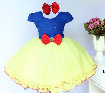 Imagem de Vestido Infantil Para Festa Luxo Branca De Neve E Tiara