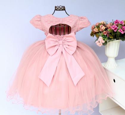 Imagem de Vestido Infantil Para Festa Luxo Rose Borboletas E Tiara