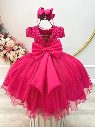 Imagem de Vestido Infantil Pink com Apliques Flores e Borboletas Festas luxo festa
