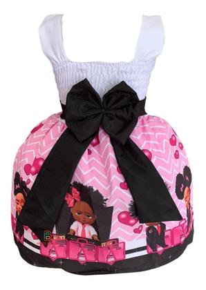 Imagem de Vestido Infantil Poderosa Chefinha Morena Temático + Tiara