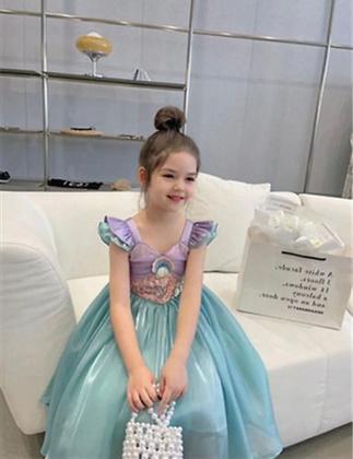 Imagem de Vestido Infantil Princesa Sereia Ariel Festa Fantasia Luxo