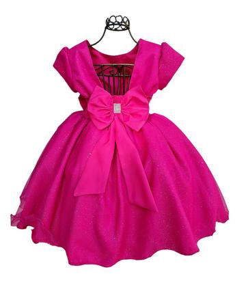 Imagem de Vestido Infantil Rodado Glitter Pink Brilho De Festa Luxo