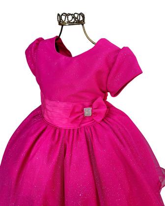 Imagem de Vestido Infantil Rodado Glitter Pink Brilho De Festa Luxo