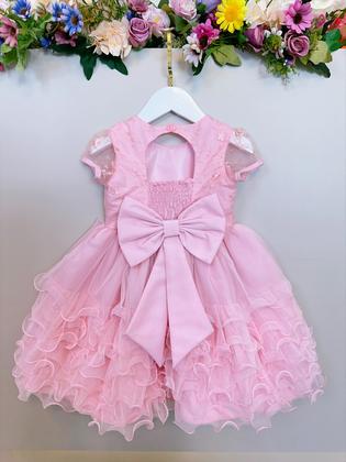 Imagem de Vestido Infantil Rosa Claro Jardim Encantado Saia Com Babados