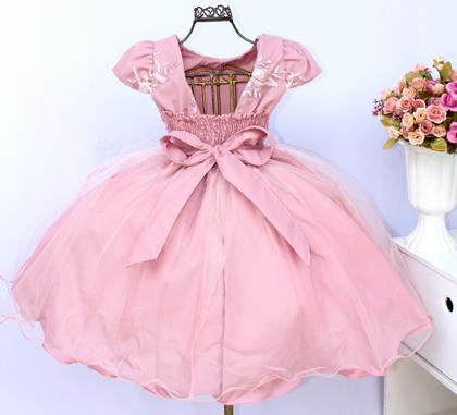 Imagem de Vestido Infantil Rose Festa Luxo Daminha Casamento E Tiara