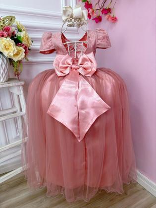 Imagem de Vestido Infantil Rose Realeza com Renda e Pérolas Festa Luxo Festa 2251RF