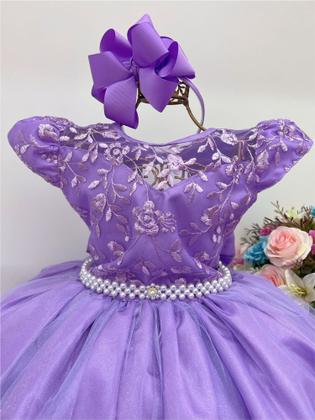 Imagem de Vestido Infantil Rose Renda Damas Honra Casamentos Pérola Vesta Luxo