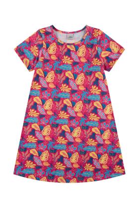 Imagem de Vestido Infantil Sublimado Folhagens Rosa