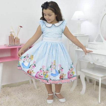 Imagem de Vestido infantil tema Alice no País das Maravilhas