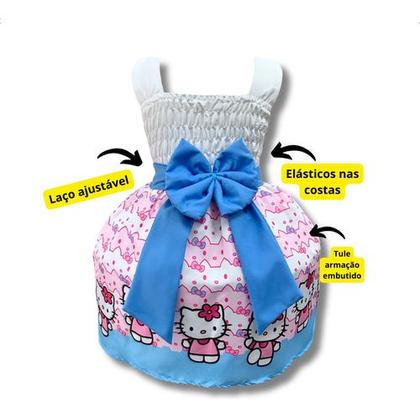 Imagem de Vestido Infantil Temático Festa Hello Kitty Aniversário Luxo