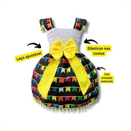 Imagem de Vestido Infantil Temático Festa Junina Bandeirinhas Colorida