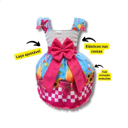 Imagem de Vestido Infantil Temático Festa Na Fogueira Junina São João