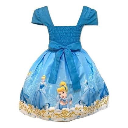 Imagem de Vestido Infantil Temático Princesa Cinderela Azul Festa